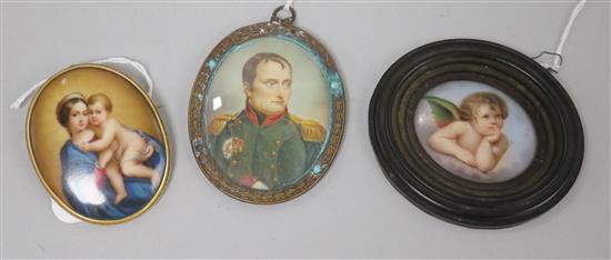 Three Continental miniature portraits,